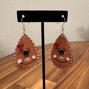 Hand painted Gingerbread Teardrop Earrings